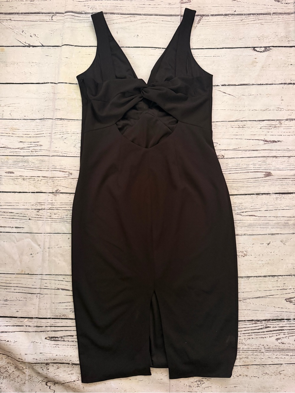 Katie May Black Twist-Front Cutout Midi Dress